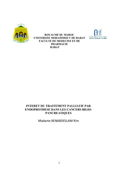 Traitement palliatif des cancers bilio-pancréatiques