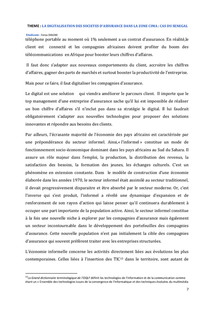 La digitalisation des sociétés d'assurance dans la zone CIMA