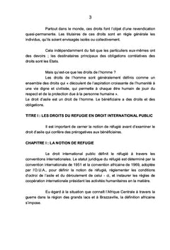 Droits et Devoirs des réfugiés en droit international public