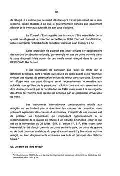Droits et Devoirs des réfugiés en droit international public