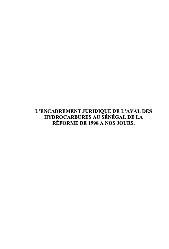 L'encadrement juridique de l'Aval des Hydrocarbures