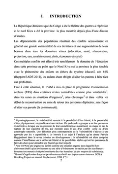 Etude de l'impact de l'assistance humanitaire au Nord Kivu