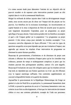 Etude de l'impact de l'assistance humanitaire au Nord Kivu