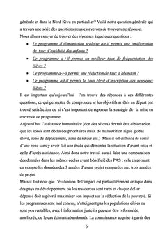 Etude de l'impact de l'assistance humanitaire au Nord Kivu