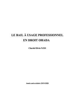 Le bail à usage professionnel en droit OHADA