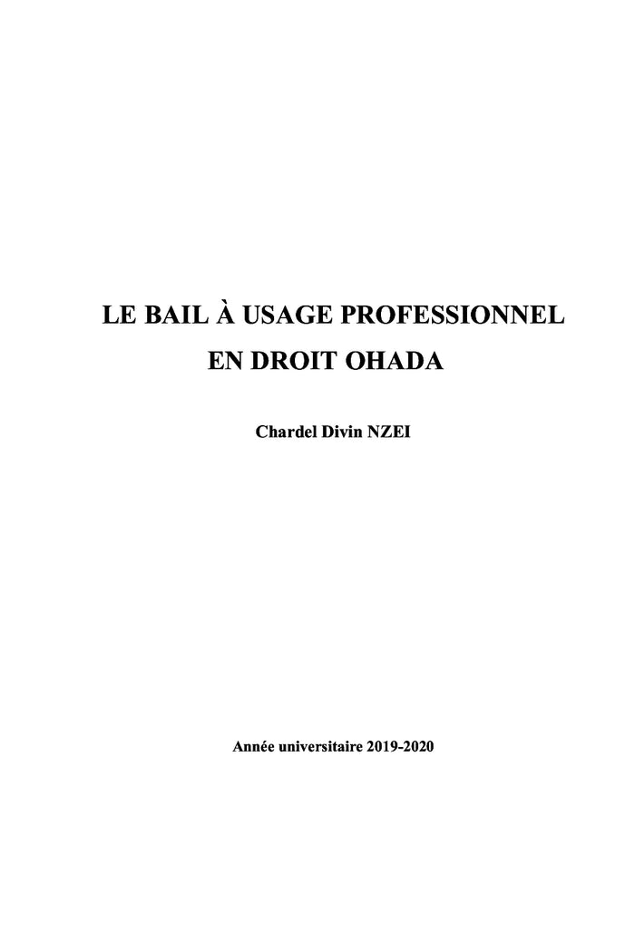 Le bail à usage professionnel en droit OHADA