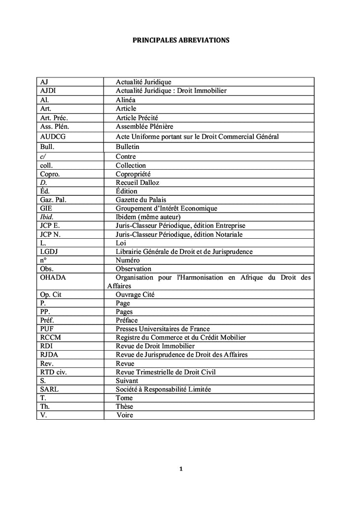 Le bail à usage professionnel en droit OHADA