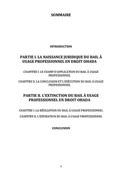 Le bail à usage professionnel en droit OHADA