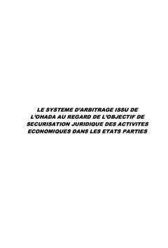 Le système d'arbitrage issu de l'OHADA