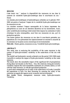 VARIABILITÉ HYDRO-PLUVIOMÉTRIQUE ET GESTION DES RESSOURCES EN EAU