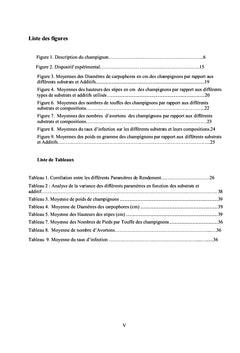Analyse du comportement de la souche du champignon comestible
