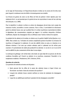 Analyse du comportement de la souche du champignon comestible