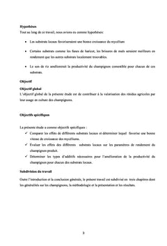 Analyse du comportement de la souche du champignon comestible