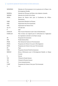 LA PROTECTION PENALE DE L'ENVIRONNEMENT EN DROIT CAMEROUNAIS