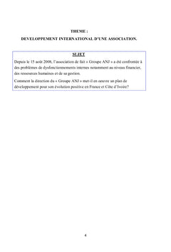 DEVELOPPEMENT INTERNATIONAL D'UNE ASSOCIATION, GROUPE ANJ