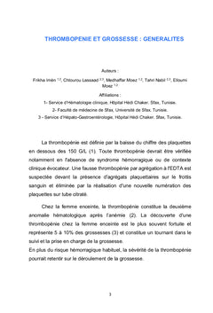 Thrombopénies et grossesse