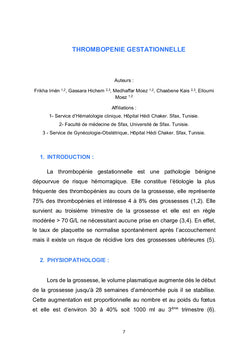 Thrombopénies et grossesse