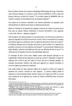 La réparation allouée aux victimes par la Cour Pénale Internationale