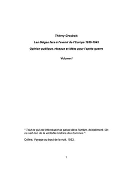Les Belges face à l'avenir de l'Europe 1939-1945