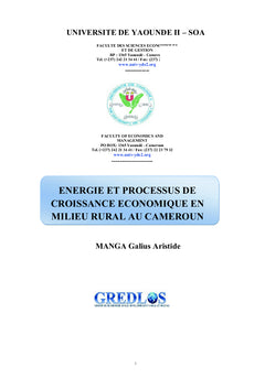 Energie et processus de croissance en milieu rural au Cameroun