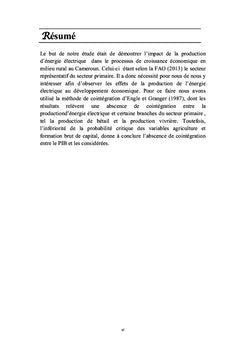 Energie et processus de croissance en milieu rural au Cameroun