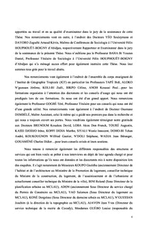 POLITIQUE DU LOGEMENT ET DYNAMIQUE DE L'ESPACE URBAIN À L'EST DE LA COMMUNE DE COCODY