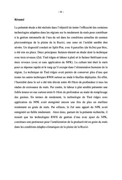 Analyse comparative des technologies de gestion de l'eau du sol (RWH)