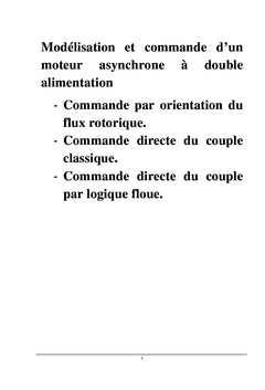 Modélisation et commande d'un moteur asynchrone à double alimentation