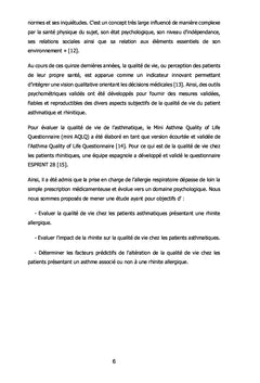 Qualité de vie des asthmatiques souffrant de rhinite allergique