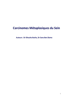 Carcinomes Métaplasiques du Sein