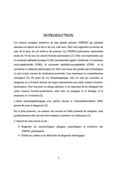 Les tumeurs de type glande salivaire primitives du poumon