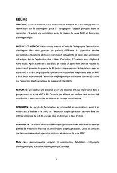 Corrélation entre score MRC et excursion diaphragmatique
