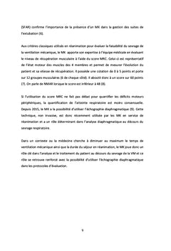Corrélation entre score MRC et excursion diaphragmatique