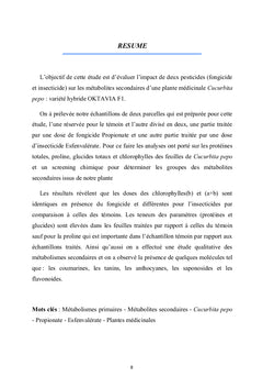 Etude biochimique du Cucurbita pepo traitée par deux types des pesticides