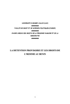 La détention provisoire et les droits de l'homme au Benin
