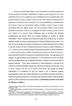 La détention provisoire et les droits de l'homme au Benin