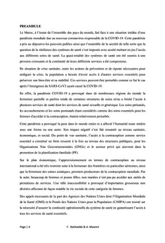 Impact du COVID-19 sur la Santé Sexuelle et Reproductive