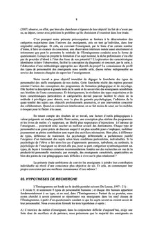 Profil des types de personnalité des enseignants