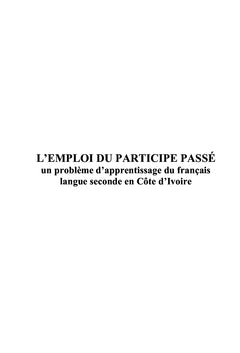 L'Emploi du Participe Passé