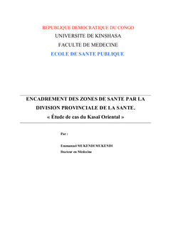 Encadrement provincial polyvalent des zones de santé en République Démocratique du Congo