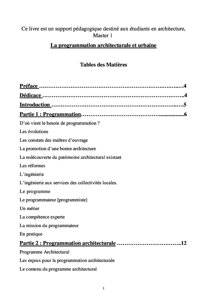 La programmation architecturale et urbaine au profit des étudiants
