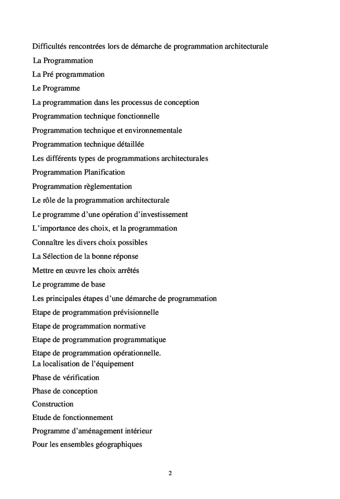 La programmation architecturale et urbaine au profit des étudiants