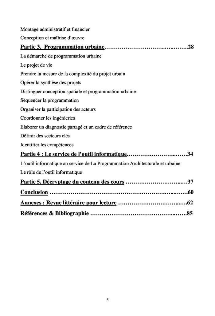 La programmation architecturale et urbaine au profit des étudiants