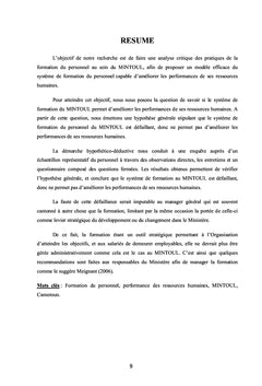 Formation du personnel étatique et performance des ressources humaines