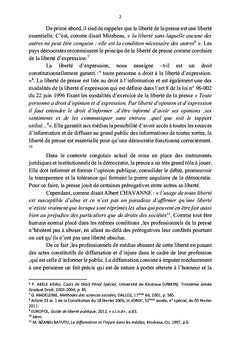 Les professionnels des médias face au Droit pénal congolais