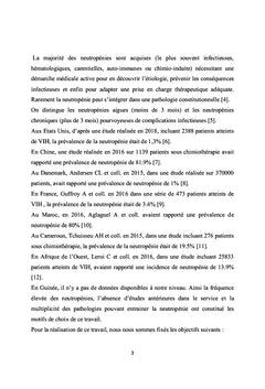 Neutropenie: profil épidémiologique, clinique et étiologique