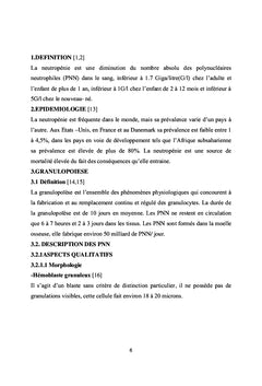 Neutropenie: profil épidémiologique, clinique et étiologique