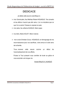 Étude diagnostique de l'élaboration du budget: cas de la SMTP