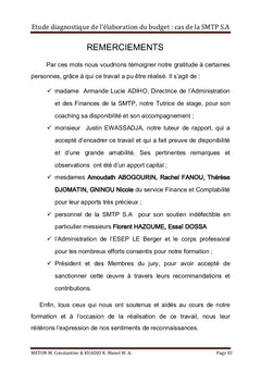 Étude diagnostique de l'élaboration du budget: cas de la SMTP