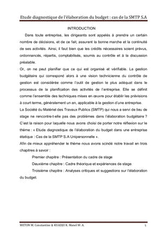 Étude diagnostique de l'élaboration du budget: cas de la SMTP